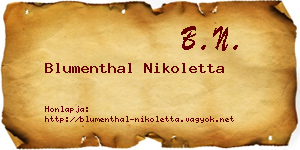 Blumenthal Nikoletta névjegykártya